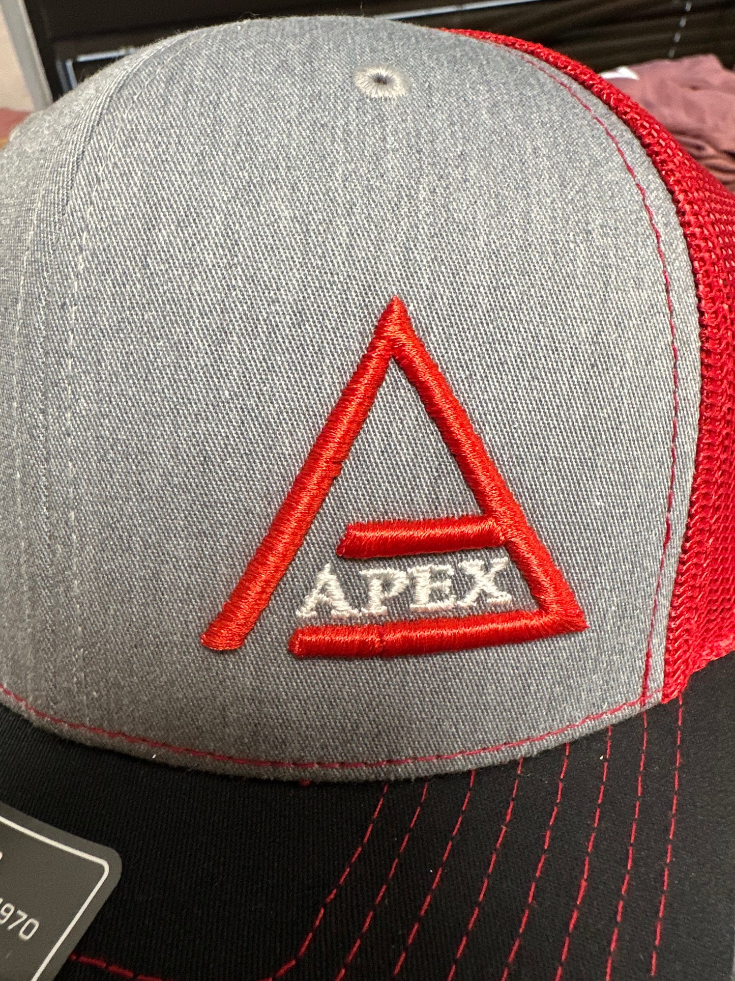 Apex Grey & Red Trucker Hat